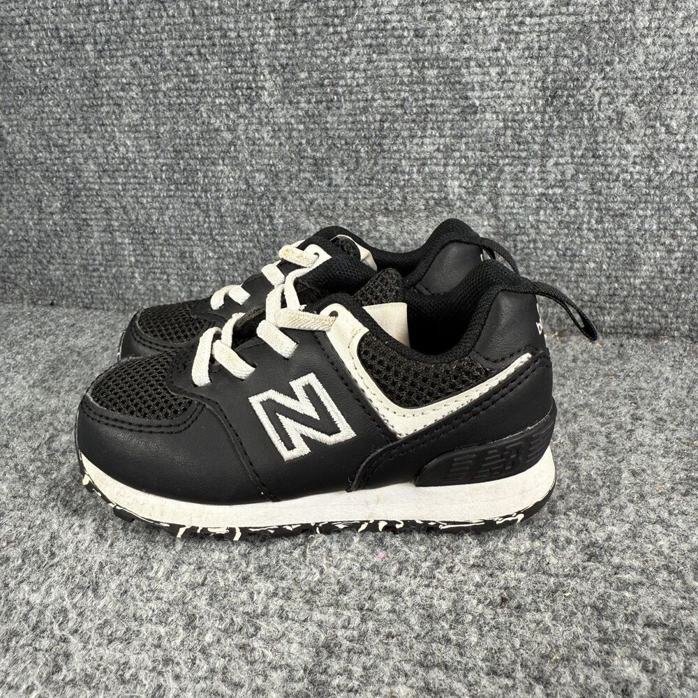 New Balance 574 Toddler 6 Shoes Black White Athletic Sneakers - Picture 4 of 11